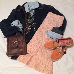 GAP Peach Skirt Orange Floral Details Size 0